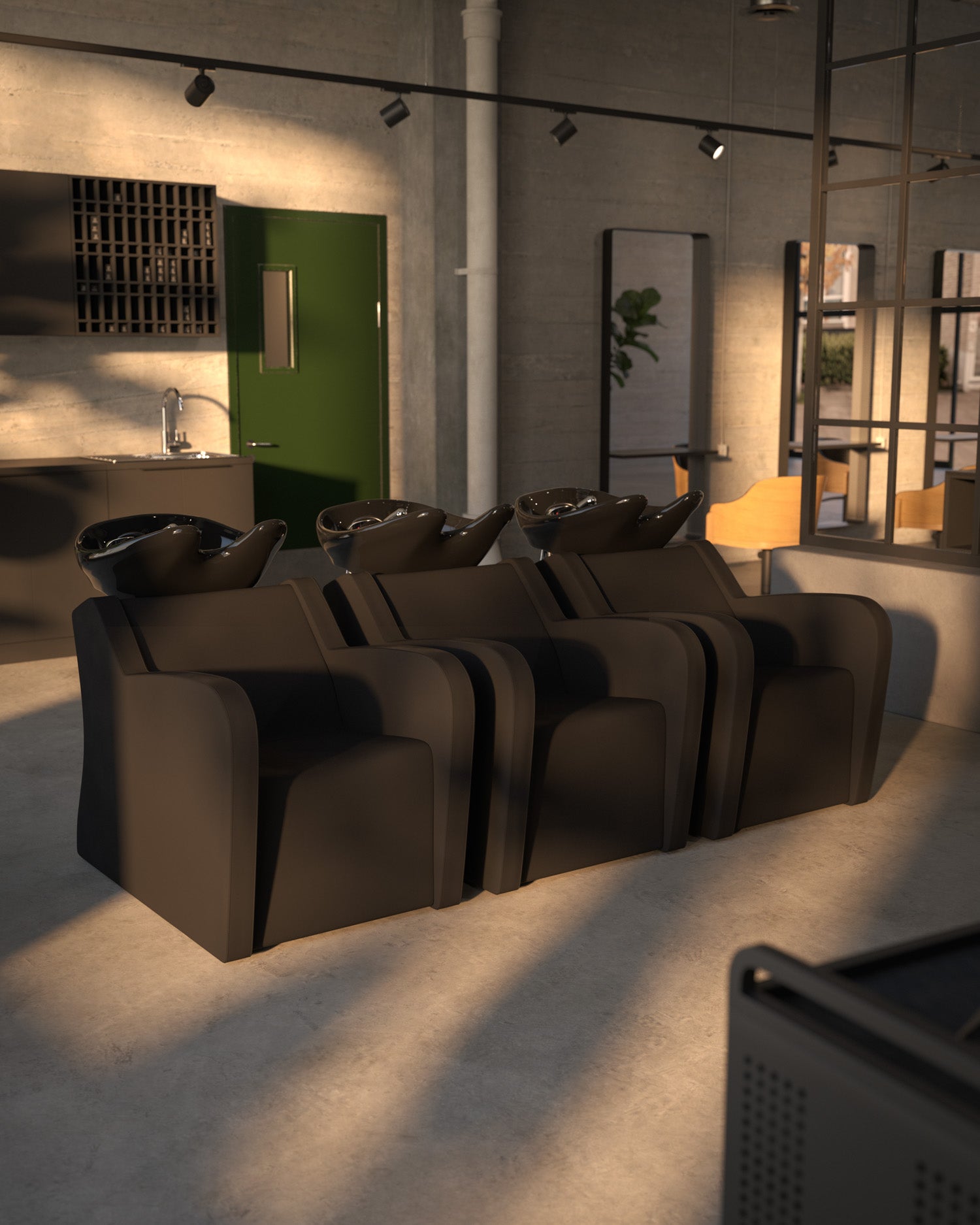 Fredda II - Black washing unit with massage with black basin